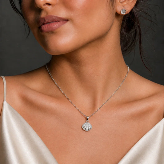 Silver Tone Textured Round Disc Pendant Necklace for Women