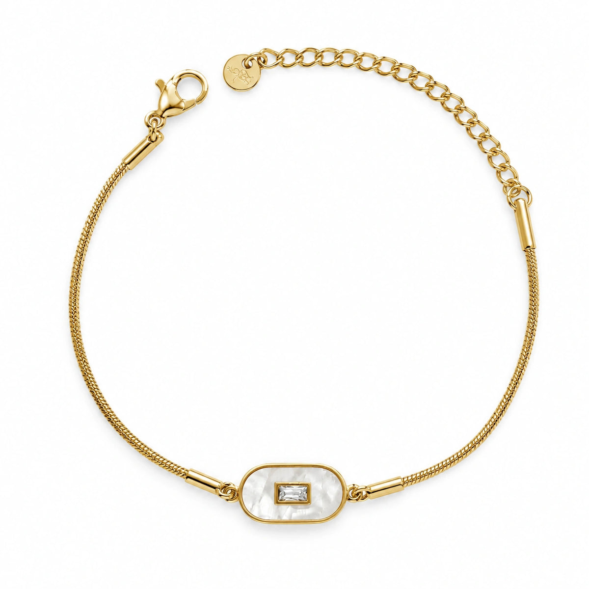 Mother of Pearl Style Gold Plated Snake Chain Bracelet for Women