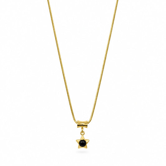 Golden Black Star Charm Necklace for Women