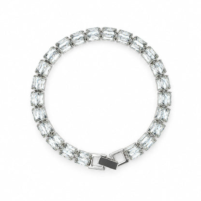 Emerald-Cut Crystal Silver Tone Bracelet for Women