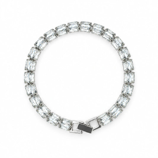 Emerald-Cut Crystal Silver Tone Bracelet for Women