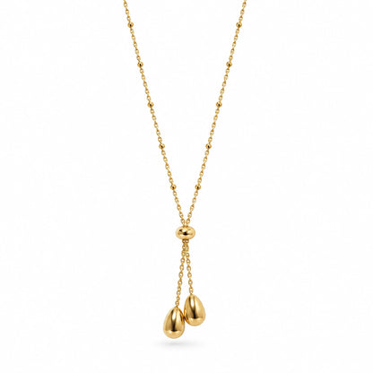 Golden Double Teardrop Pendant Necklace for Women