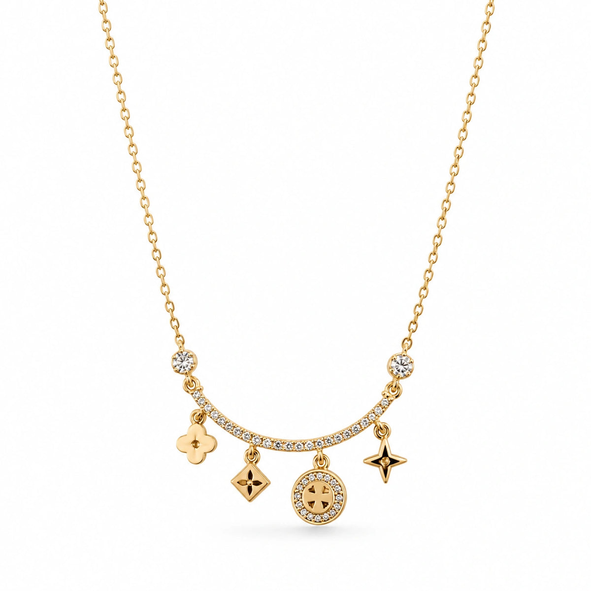 Golden Multi-Charm Boho Necklace for Women