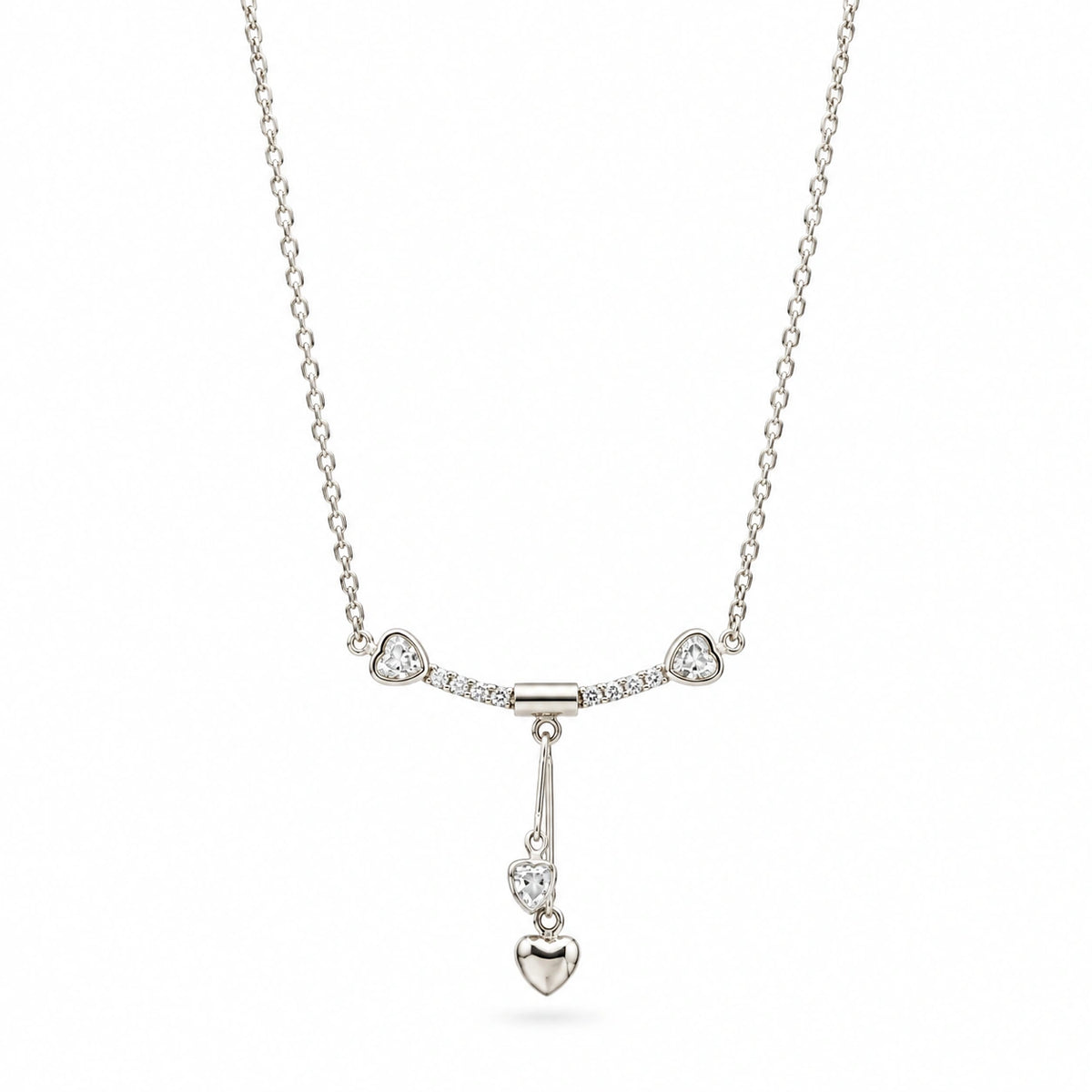 Silver Floral Pearl Drop Necklace for Women