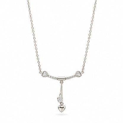 Silver Floral Pearl Drop Necklace for Women
