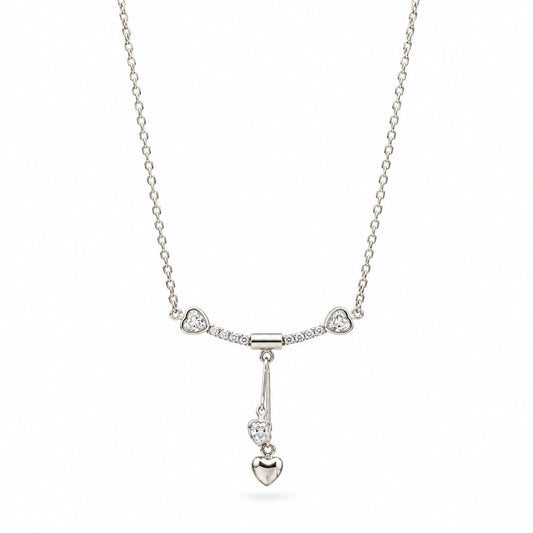 Silver Floral Pearl Drop Necklace for Women