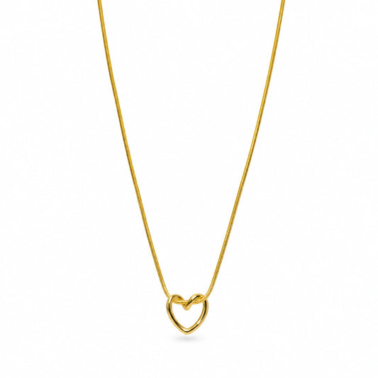 Golden Heart Charm Pendant Necklace for Women
