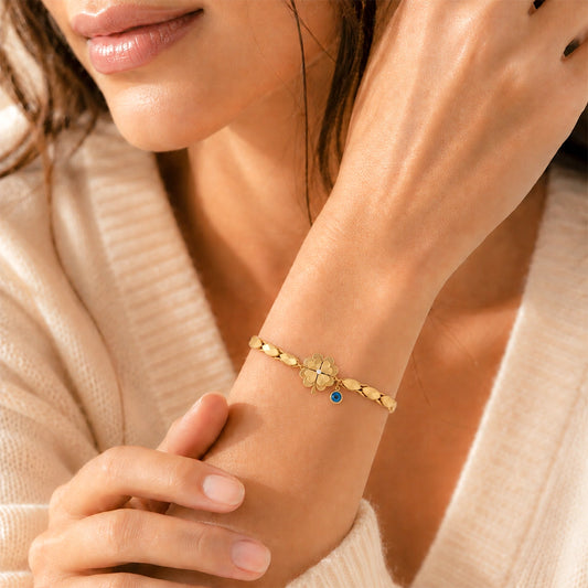 Clover Charm Gold Plated Bracelet for Women