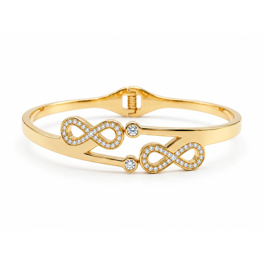 Gold Tone Infinity Crystal Kada Bracelet for Women