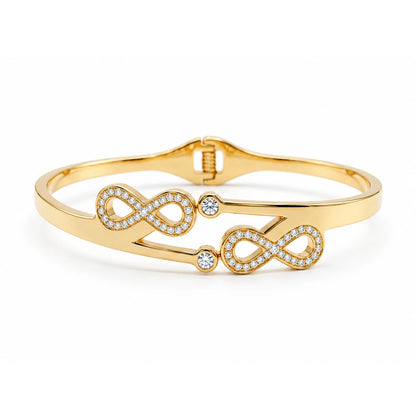 Gold Tone Infinity Crystal Kada Bracelet for Women