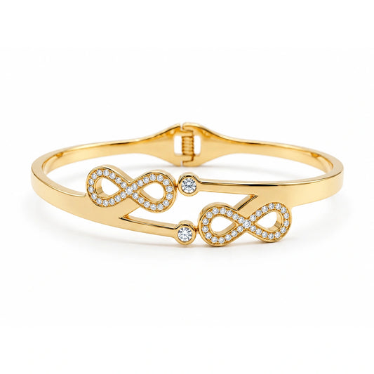 Gold Tone Infinity Crystal Kada Bracelet for Women