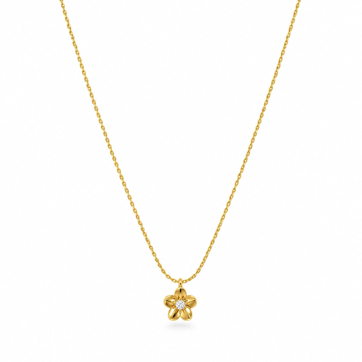 Golden Floral Charm Pendant Necklace for Women