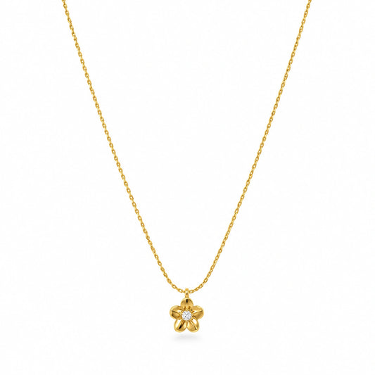 Golden Floral Charm Pendant Necklace for Women