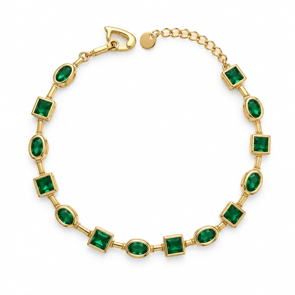 Green Stone Gold Plated Tennis Bracelet for Women