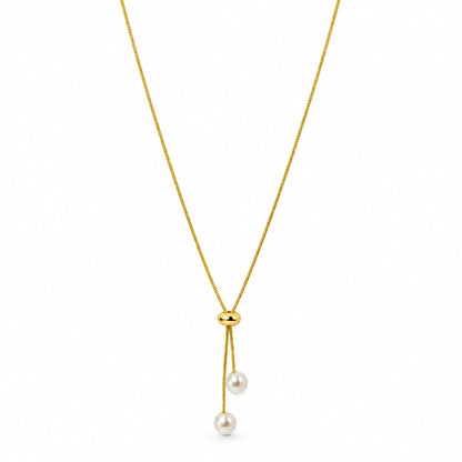 Golden Pearl Tassel Drop Necklace for Women