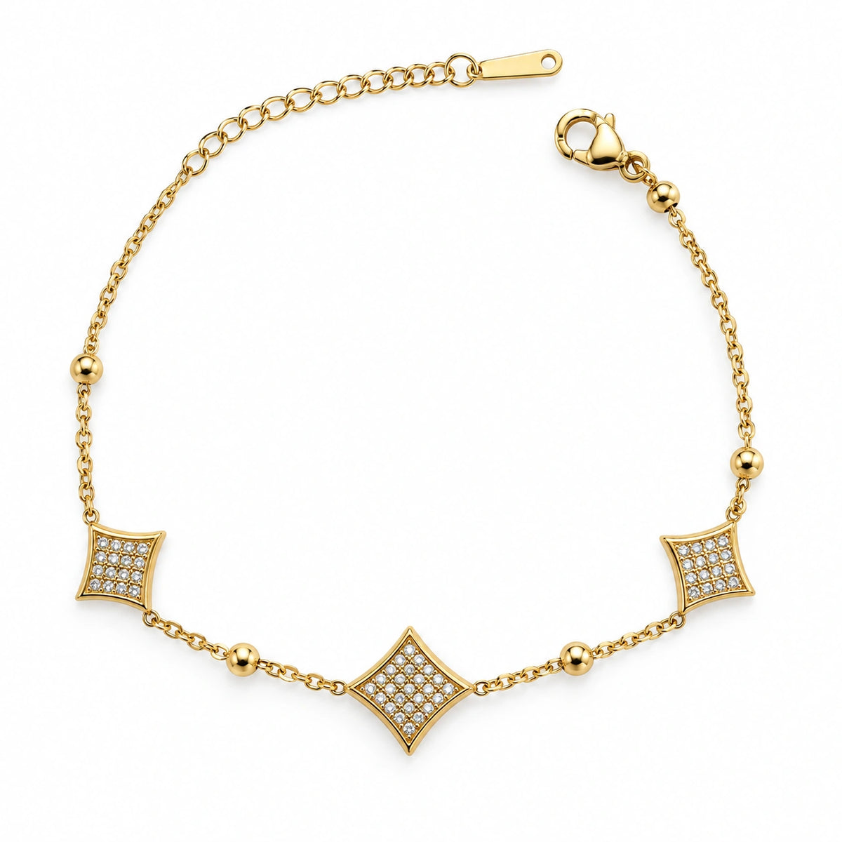 Geometric Stone Gold Plated Bracelet for Women