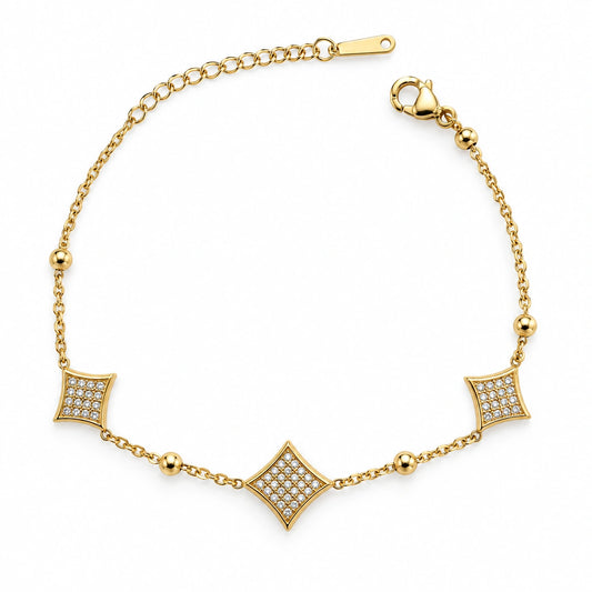 Geometric Stone Gold Plated Bracelet for Women