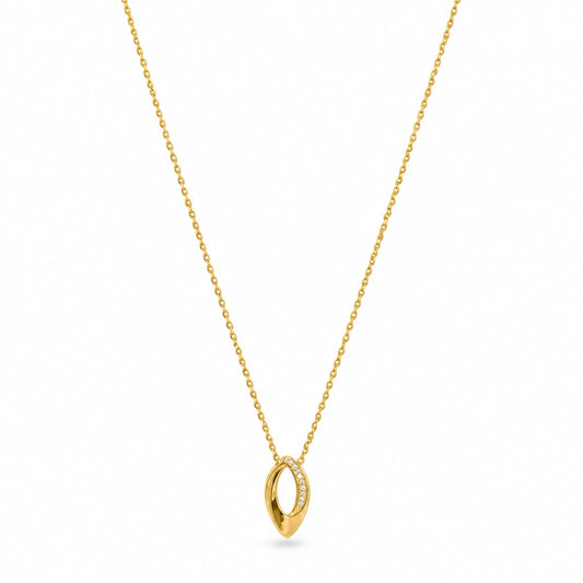 Golden Oval Link Pendant Necklace for Women