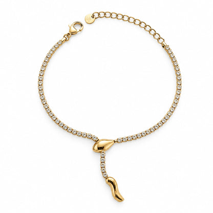 Double Layer Stone Pendant Gold Plated Bracelet for Women