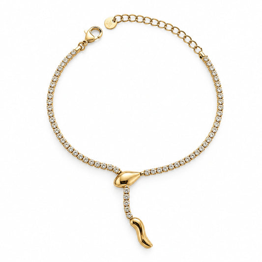 Double Layer Stone Pendant Gold Plated Bracelet for Women