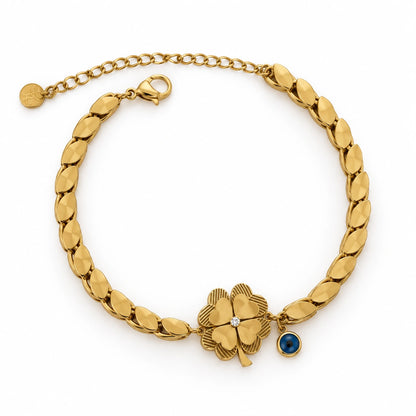 Clover Charm Gold Plated Bracelet for Women
