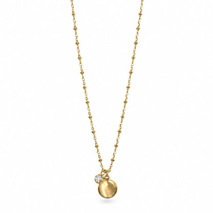 Golden Round Pearl Charm Necklace for Women