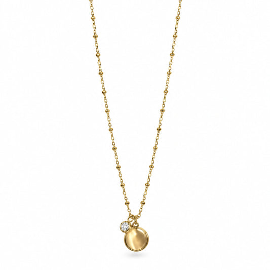 Golden Round Pearl Charm Necklace for Women