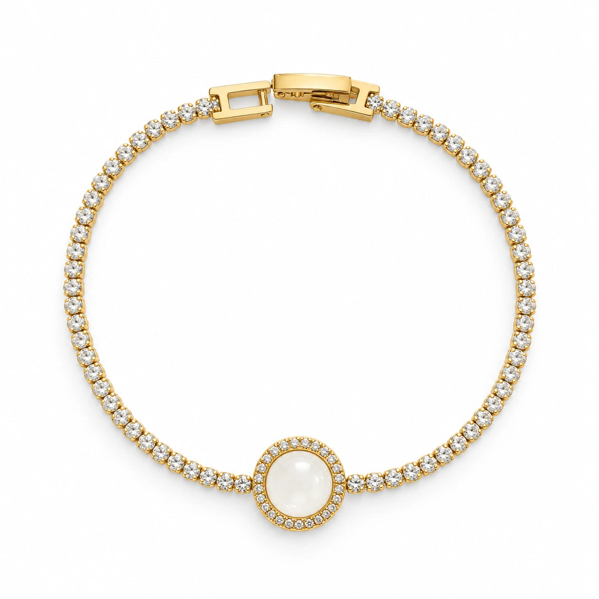 Pearl Centre Gold Plated Tennis Bracelet for Women