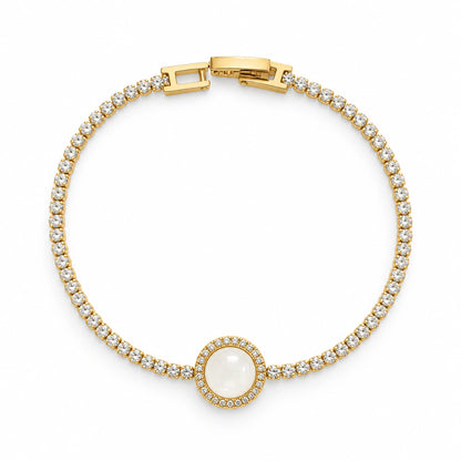 Pearl Centre Gold Plated Tennis Bracelet for Women