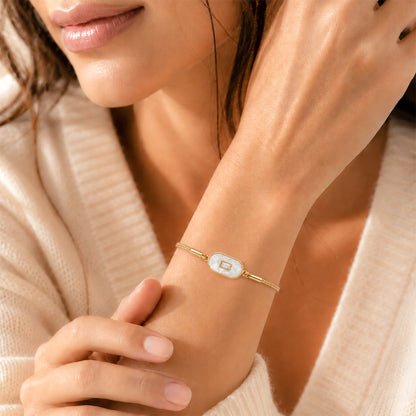Mother of Pearl Style Gold Plated Snake Chain Bracelet for Women