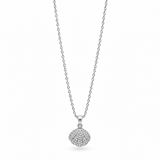 Silver Tone Textured Round Disc Pendant Necklace for Women