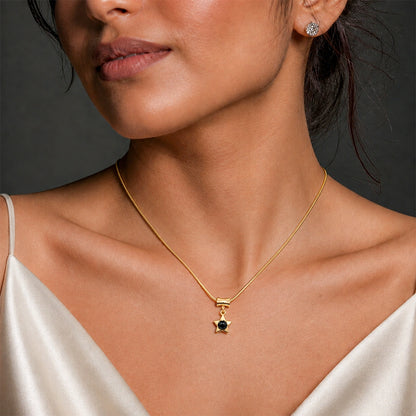 Golden Black Star Charm Necklace for Women