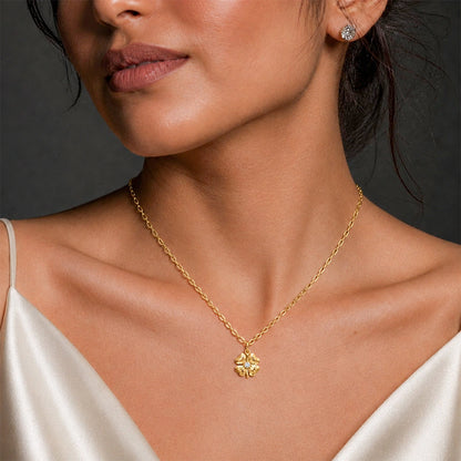 Golden Floral Cluster Charm Necklace for Women